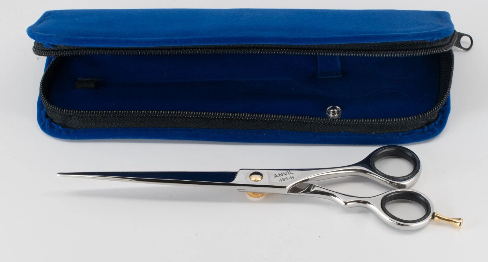ANVIL SCISSORS Pet Shears NEW OLD STOCK, 488-H Straight blades blue zipper case
