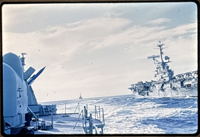 US Navy Warships at Sea   Missile System & Aircraft Carrier 35mm Slide 1960s