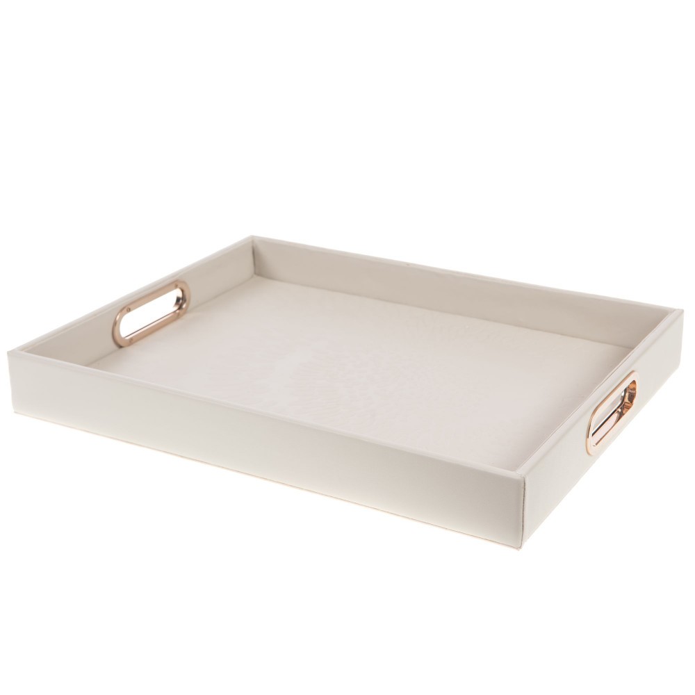 Plateau opaline taupe pour petit-déjeuner au lit en tissu