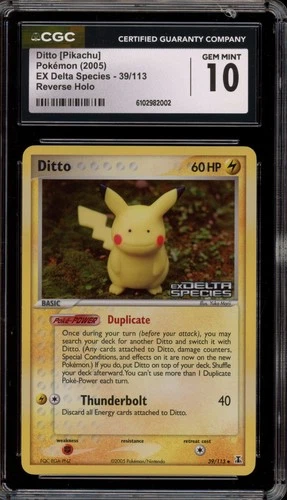 Pokemon Ditto [Pikachu] EX Delta Species Reverse Holo #39 CGC 10 Gem Mint