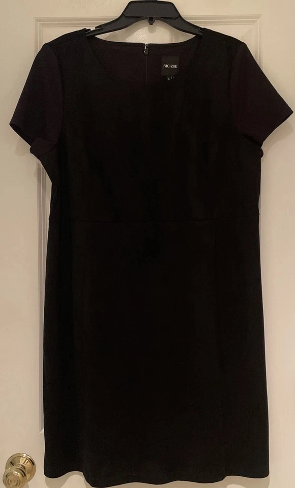 Nuevo con etiquetas Vestido Nic + Zoe Negro Micro Gamuza Talla XL Mangas Cortas Forrado Cremallera Foto 2 de 4