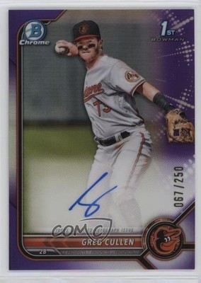 2022 Bowman Chrome Prospect Purple Refractor 67/250 Greg Cullen #CPA-GC Auto v9t