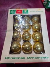 VTG Glass Feather Tree 25mm GOLD BALL Christmas Ornaments Franke Japan