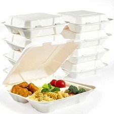 8x8-3 compartments-Take Away- bagasse food containers-100% Biodegradable