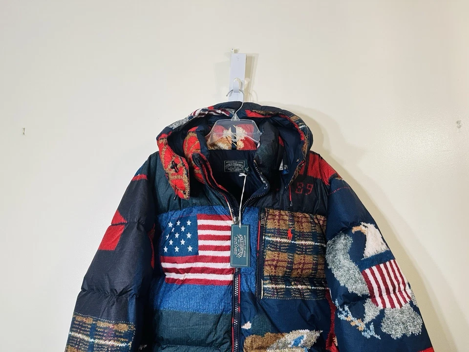 Polo Ralph Lauren Country American Patchwork Flag down puffer jacket NWT XL $398 - Image 2 of 4
