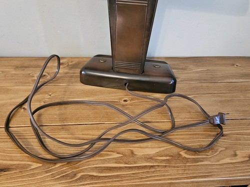Vintage Moe Light Industrial Art Deco Brown Metal Desk Lamp Airplane Wing - Picture 16 of 19