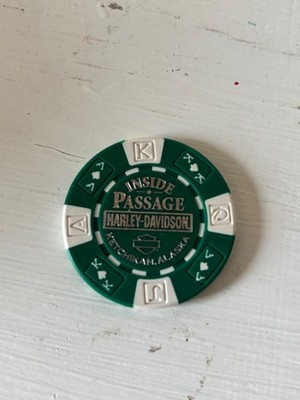 Harley Davidson Poker Chip - Inside Passage Ketchikan, Alaska Green/White dealer