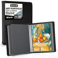 Dunwell 11x14 Art Portfolio Binder with Mounting Paper Black, Large Portfolio