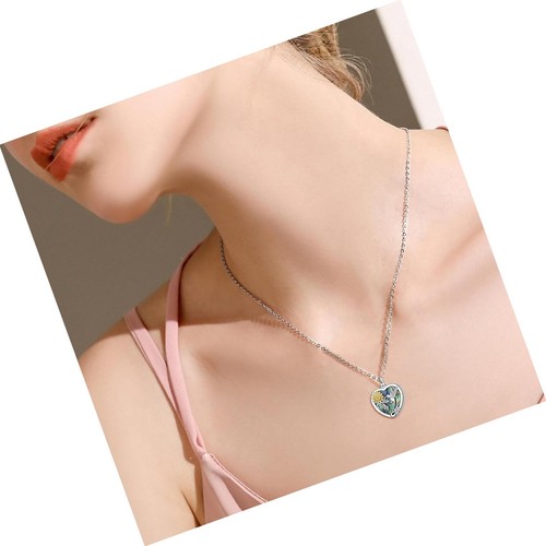 Collar de plata esterlina 925 colibrí girasol urna para cenizas corazón abulón - Imagen 2 de 6