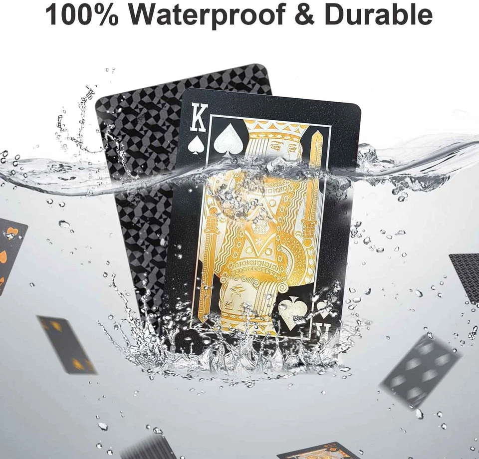 Carte Da Gioco Dal Negro Impermeabili in Plastica, 1 Mazzo Di Carte Da Poker Ner - Immagine 2 di 4