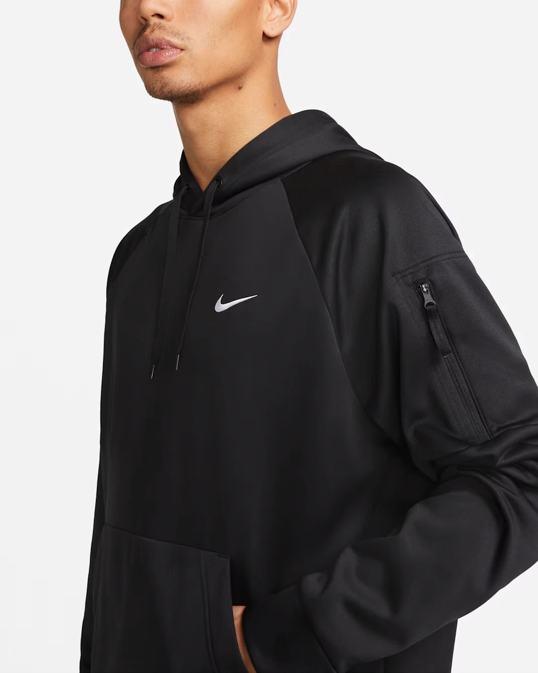NWT Nike Mens Hoodie Size 2XL Black Therma-Fit Pullover Zipper Left Arm Pocket