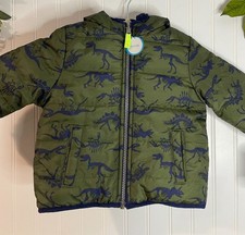 Carters Reversible Dinosaur Print Puffer Jacket Green  Navy 18M Toddler Warm