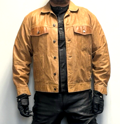 M Julian Levi's Style Men's Trucker Jacket Roughout Brown Suede