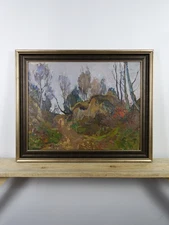 Vintage Oil Painting, Autumn Landscape, Framed Ukrainian Art