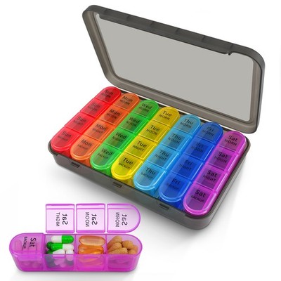 7 Day Weekly Pill Organizer AM PM 4x Daily BPA Free Moisture-Proof Medicine Box