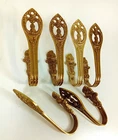 Vintage Brass Curtain Tie Back Hook French Old Hanger x6 Arched Wall Hanging #B4