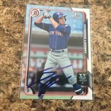 Desmond Lindsay Signed 2015 Bowman Draft Auto Rc New York Mets