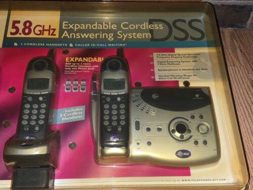 New Sealed AT&T 5.8 GHz Expandable Cordless Answering System 3 Cordless Handsets - Zdjęcie 3 z 6