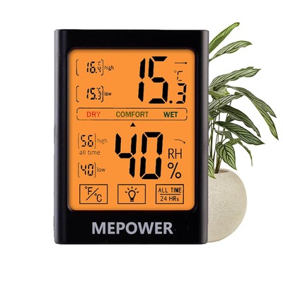 Greenhouse Thermometer, Digital Hygrometer Indoor Thermometer Humidity Black 