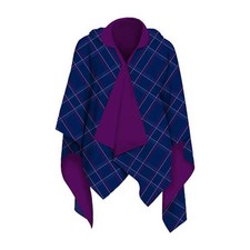 Galleria Blue Plaid Reversible Rain Cape