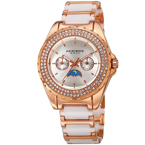 Akribos XXIV Womens Rose Crystal Transparent Watch  34mm‎ New Battery Akribos XXIV Women main image 4