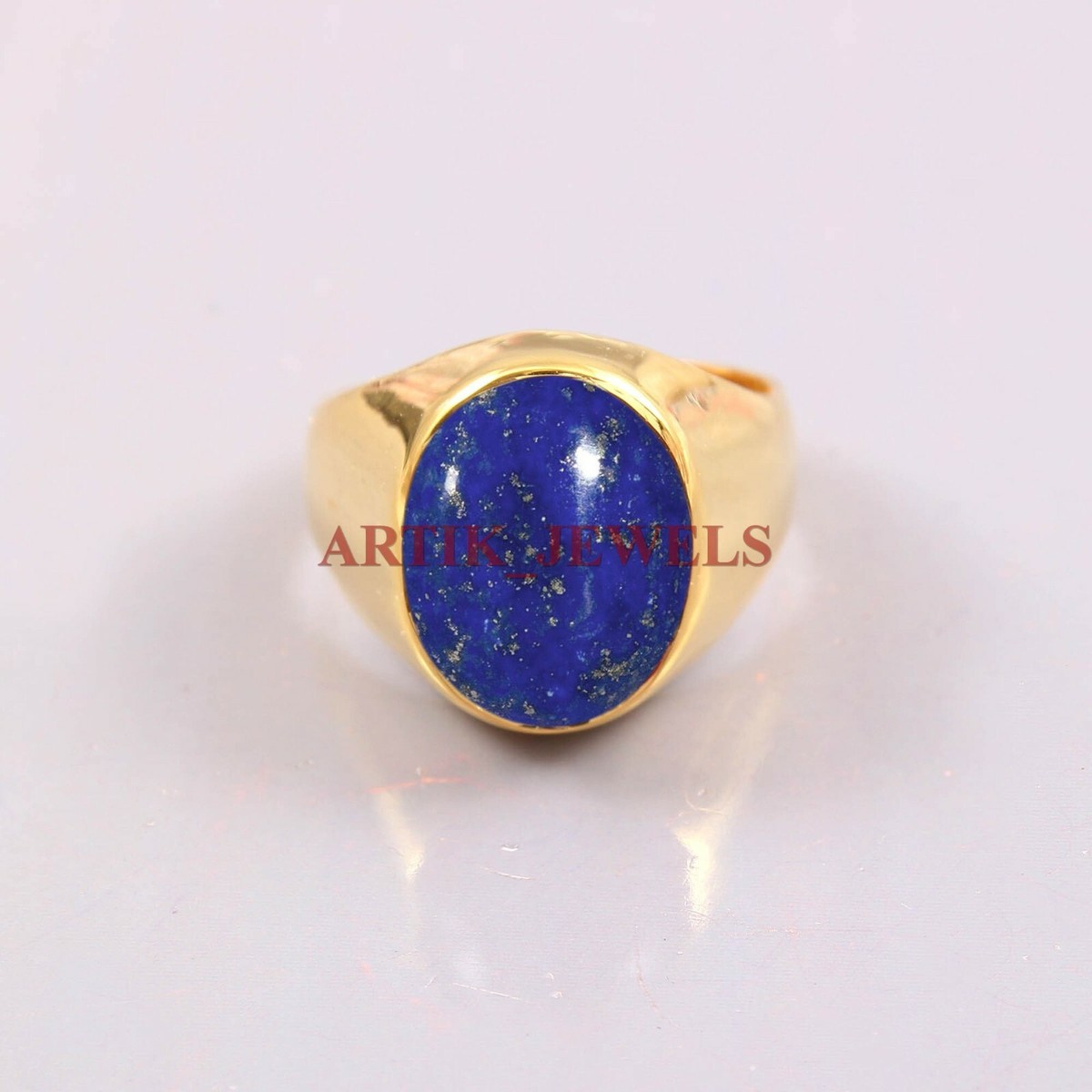 lapi_s_lazuli_14様 925 Silver Oxidized - Genuine Lapis Lazuli Mens Ring