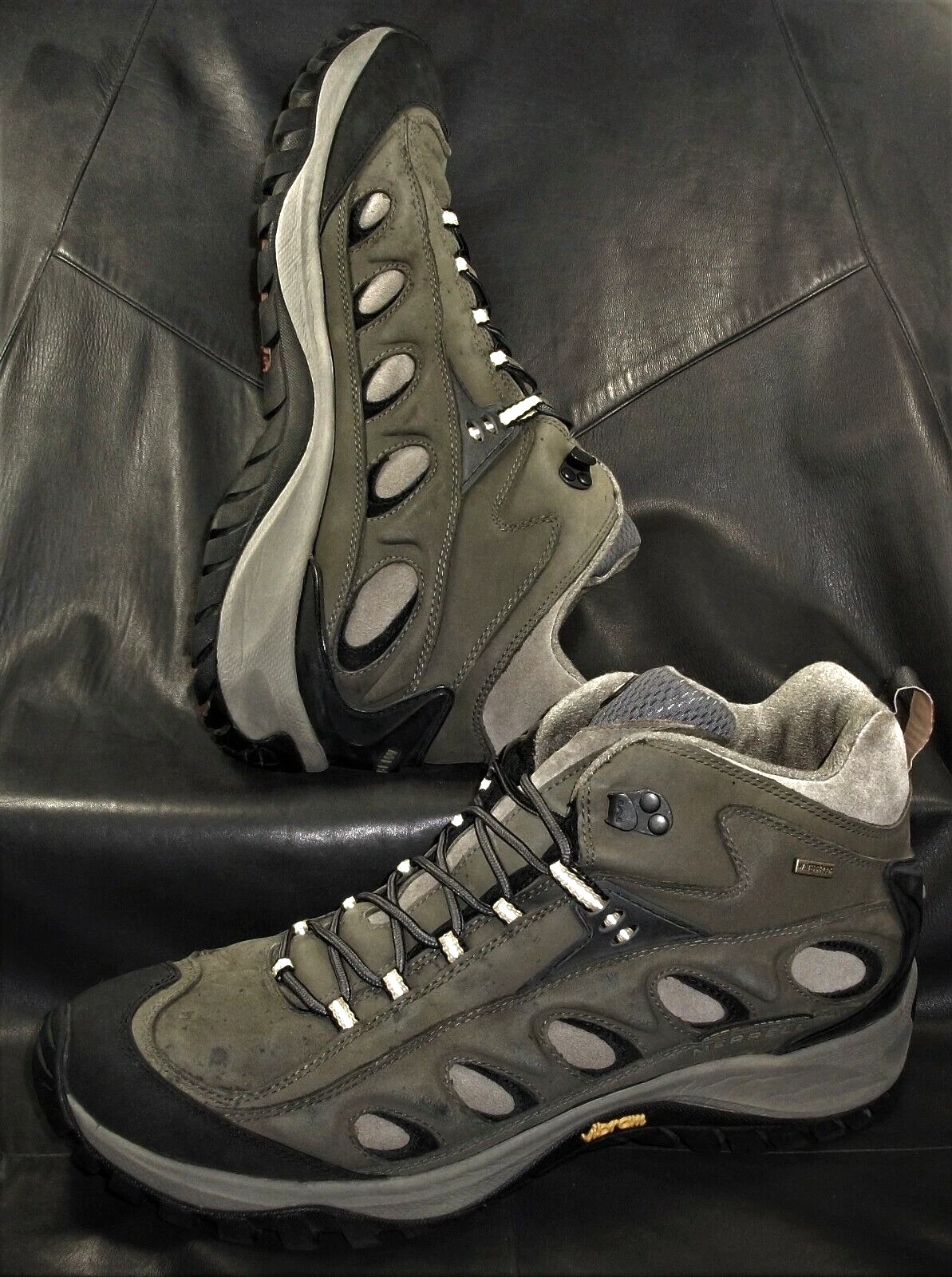 Merrell Radius Mid waterproof men's Dark Grey/Taupe nubuck hiking boot sz US 14