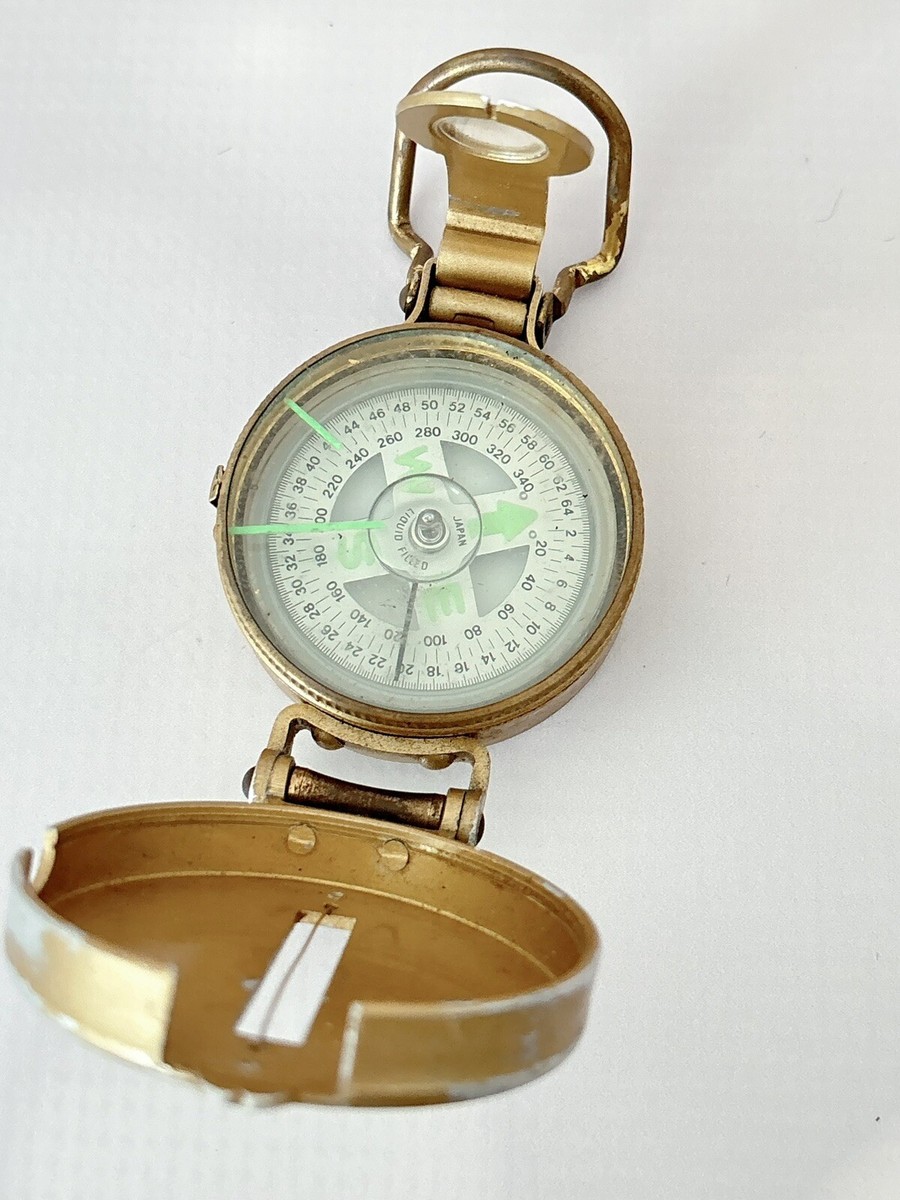 Vintage Metal Lensatic Compass Liquid Filled Made in Japan Vintage Metal Lensatic Compass Liquid Filled Made in Japan