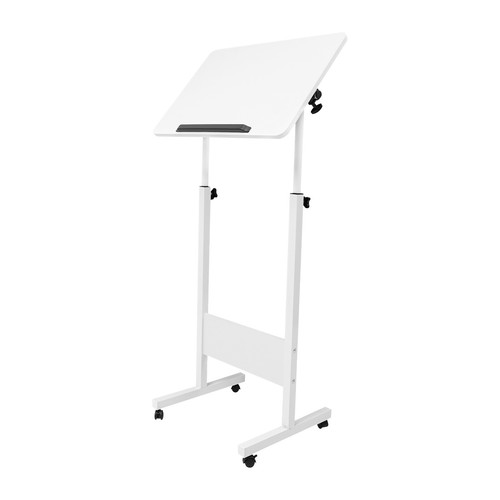 Portable Podium Stand with Wheels Adjustable Laptop Desk Standing Desk White NEW - Picture 9 of 20