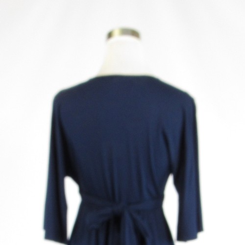 Navy blue VELVET stretch 1/2 sleeve A-line dress P - Picture 8 of 8