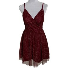 Xtraordinary Sparkly Glitter Party Dress Size 5 Sleeveless Tulle Overlay V Neck