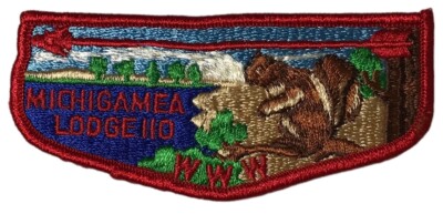 Michigamea Lodge 110 Calumet Council IN Flap RED Bdr (YX1400)