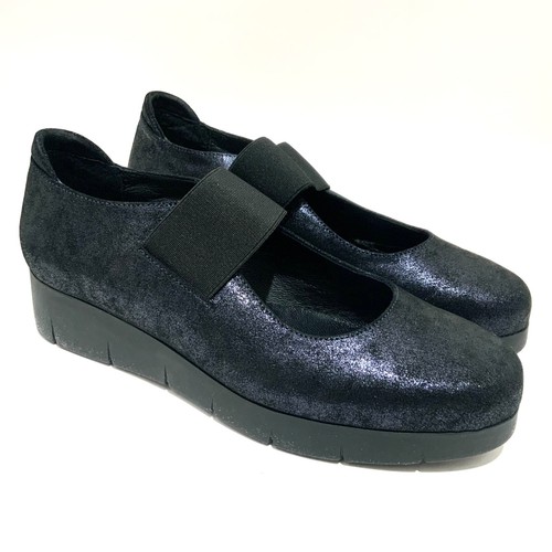 Cordani Metallic Navy Blue Leather Mary Janes Platform Shoes Suede Loafers 39 - Picture 5 of 8