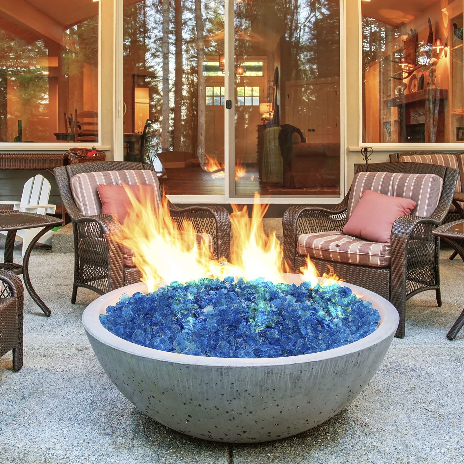 Crushed Fire Glass for Natural or Propane Fire Pit Fireplace and Landscaping ...