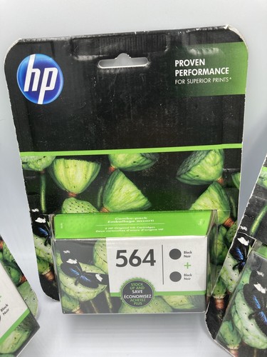 LOT of 3 HP 564 Black Ink Cartridges Genuine Printer Ink Expired July 2019 - Picture 2 of 3
