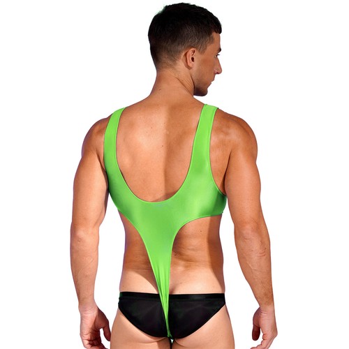 Singlete de una sola pieza brillante de corte alto para hombres Tanga Leotardo Camiseta sin mangas Lencería - Imagen 26 de 60