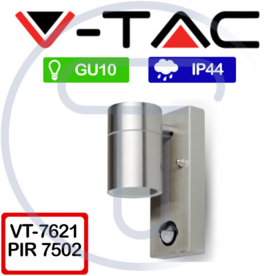 V-TAC VT-7621 7501 Wandhalterung LED-Wandspot Rund GU10 Grau Bewegungsmelder