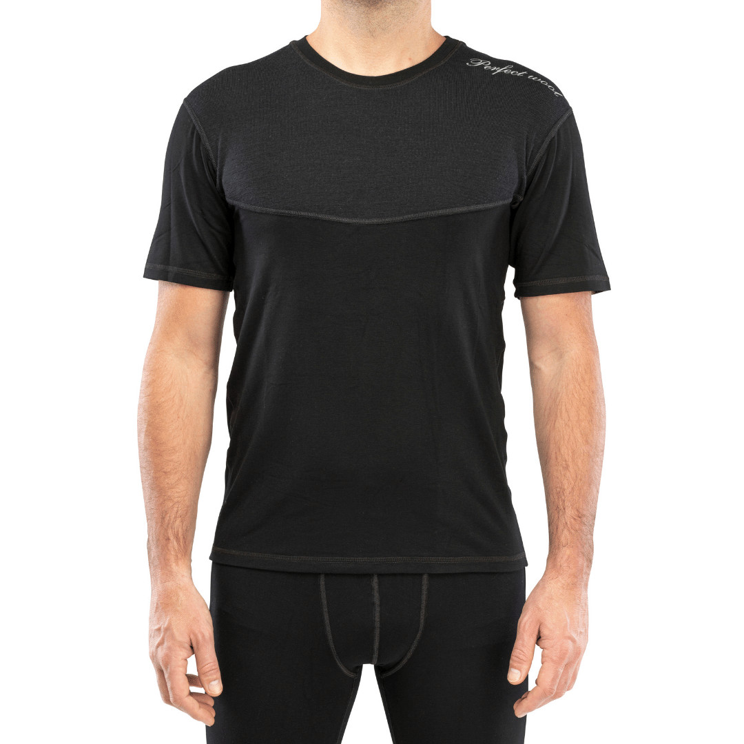 Ropa interior de lana merino para hombre de manga corta Camiseta térmica para...