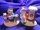 2-Avon Forest Friends Shopping for Treats Nut Shop & Caroling Trio Figurines