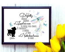 Personalized Dog Breed Silhouette Pet Memorial Print "Dragonflies and Angels"