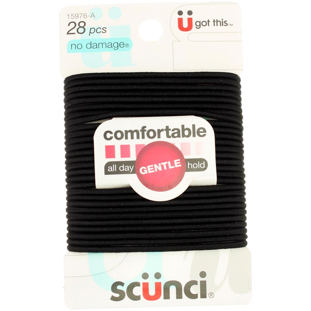 2 Pack Scunci No Damage Hair Elastics, Almost Black, 28 Ct