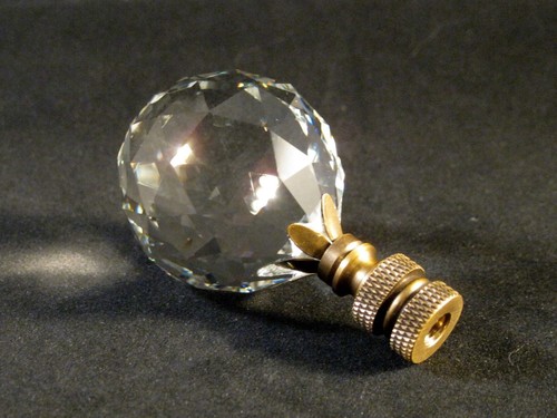 Lamp Finial-STUNNING LEADED CRYSTAL LAMP FINIAL**ANTIQUE BRASS BASE**-FS - Picture 8 of 9
