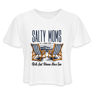 Salty Moms Beach Club Cropped T-Shirt   Fun Beach Tee