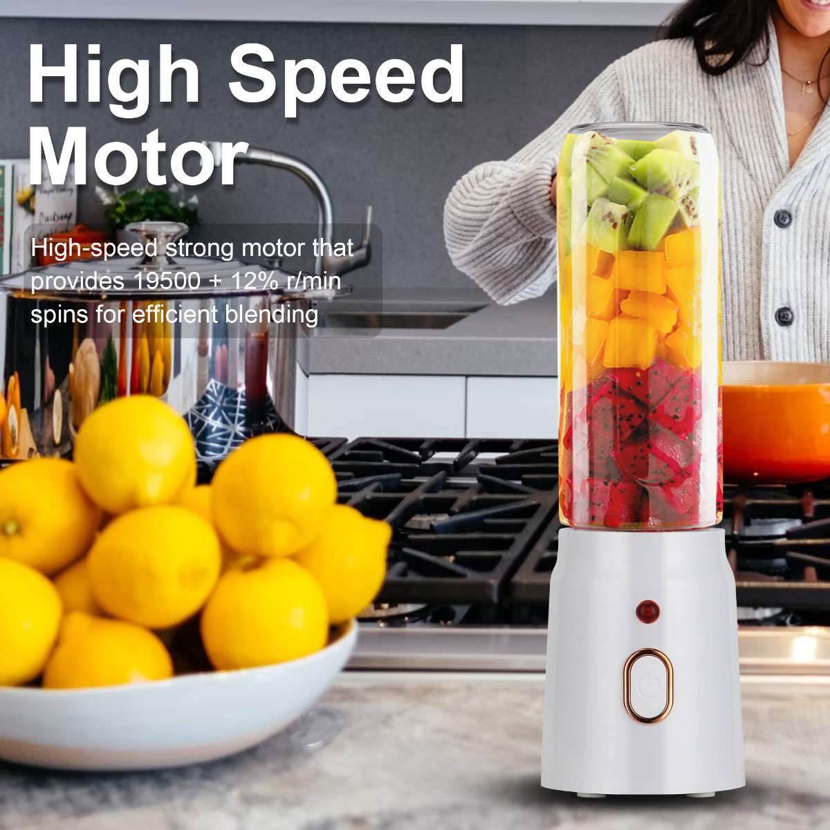 Portable Blender for Shakes and Smoothies, 16 Oz Rechargeable USB 10 Blades