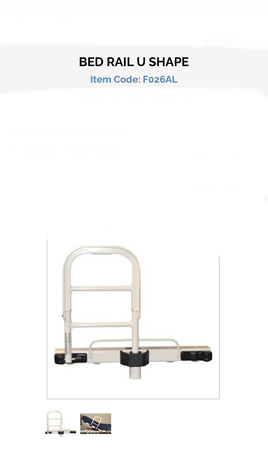 Joerns Bed Assist Handle F026AL Medical Bed Grab Bar ALMOND 675940 Bed