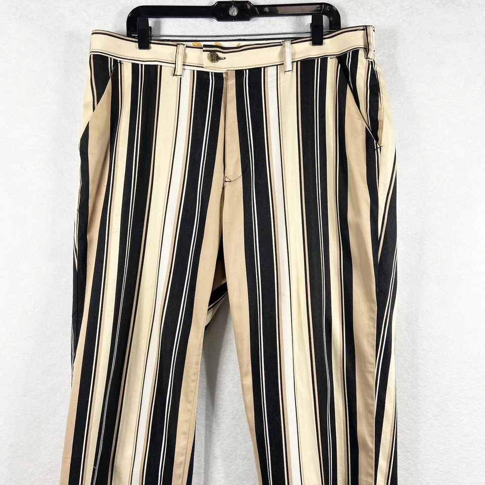 Pantalones de golf Loudmouth para hombre 36x30 negros tostados chinos a rayas Foto 2 de 4