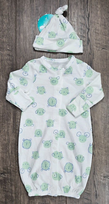 Baby Girl Boy Clothes New Mighty Goods Preemie 2pc Animal Gown Outfit & Hat