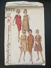 Simplicity 5571 Pattern Maternity Dress Jumper Top Size 18 Misses Precut 1964