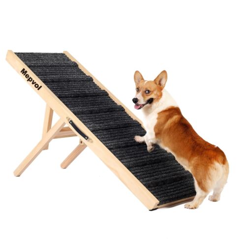 Rampe canine Mepvol, rampe stable en bois pour animaux de compagnie pour tous petits et plus âgés, 43,5" - Photo 1/2