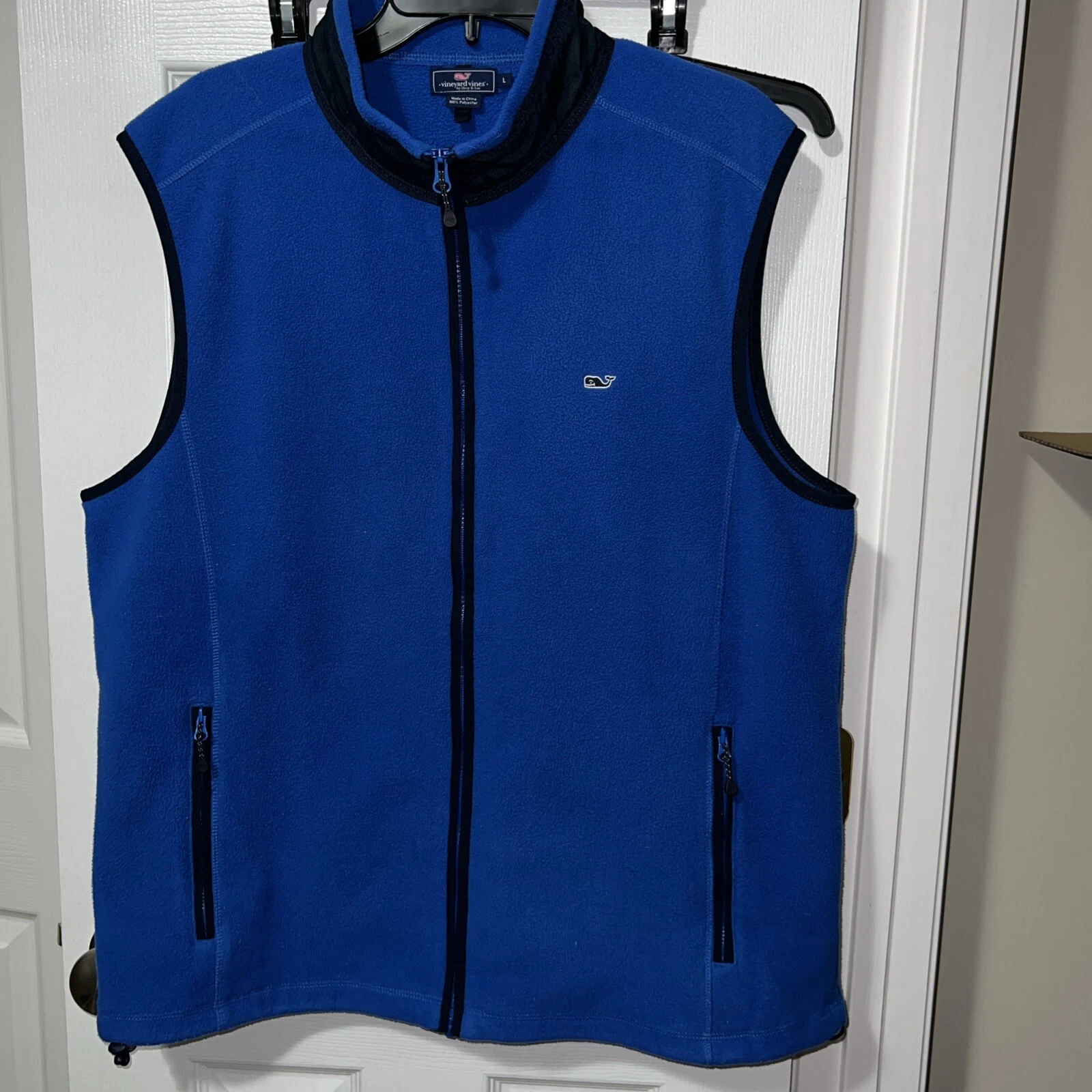 Vineyard Vines Vest Adult Large Blue Full Zip Logo Fleece Jacket Mens